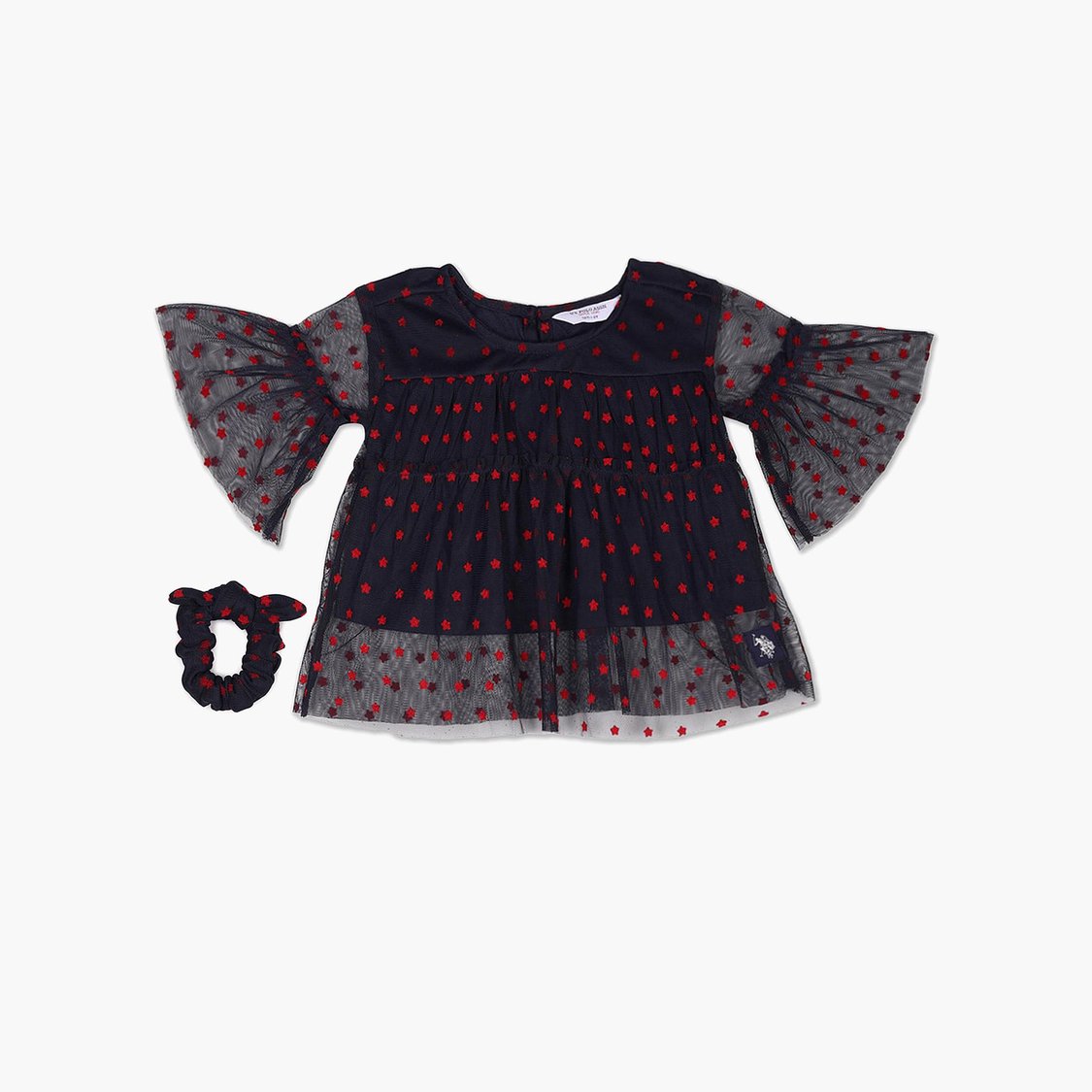 U.S. POLO ASSN. KIDS Girls Star Print Top with Scrunchie