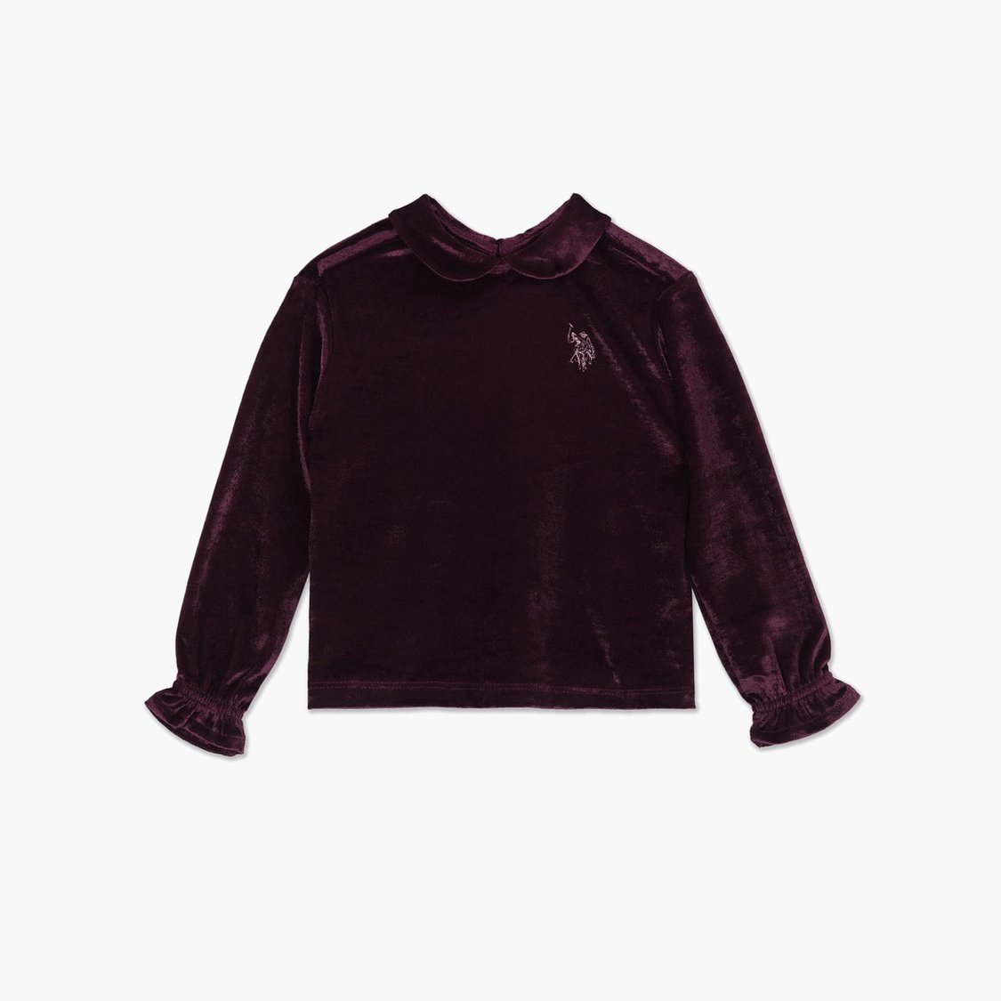 U.S. POLO ASSN. KIDS Girls Solid Velvet Top