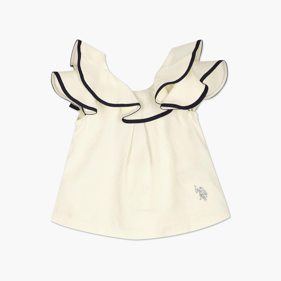 U.S. POLO ASSN. KIDS Girls Sleeveless Ruffled Solid Top