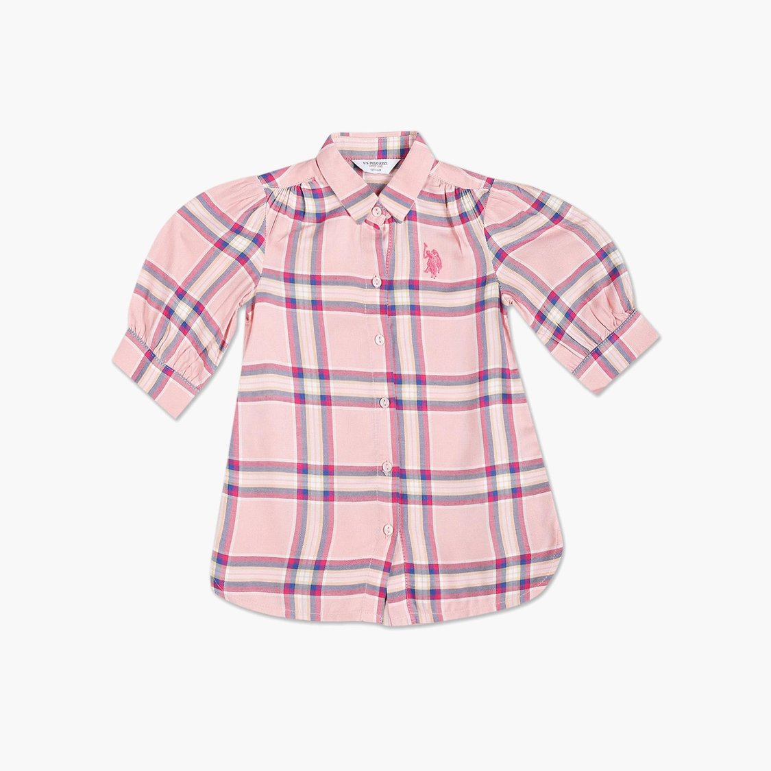 U.S. POLO ASSN. KIDS Girls Checked Collared Top