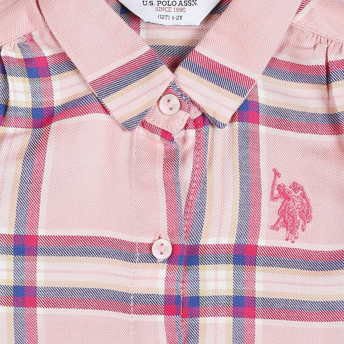 U.S. POLO ASSN. KIDS Girls Checked Collared Top