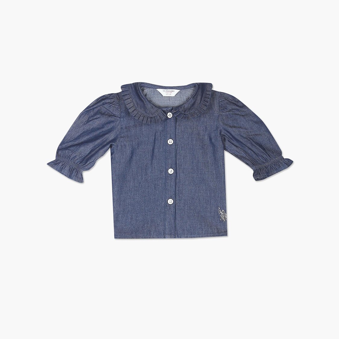 U.S. POLO ASSN. KIDS Girls Solid Peter Pan Collar Top