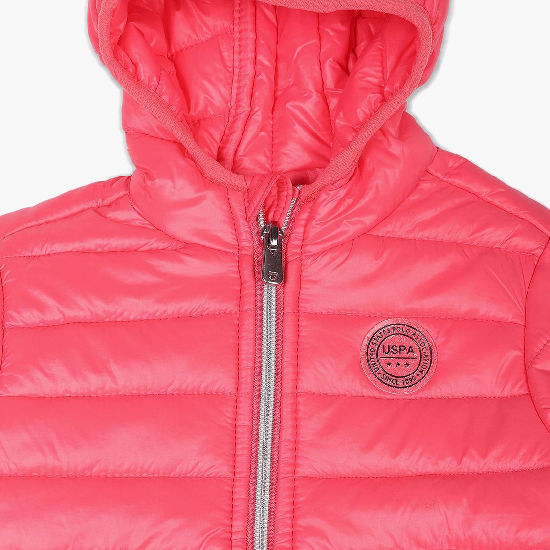 U.S. POLO ASSN. KIDS Girls Solid Hooded Quilted Jacket