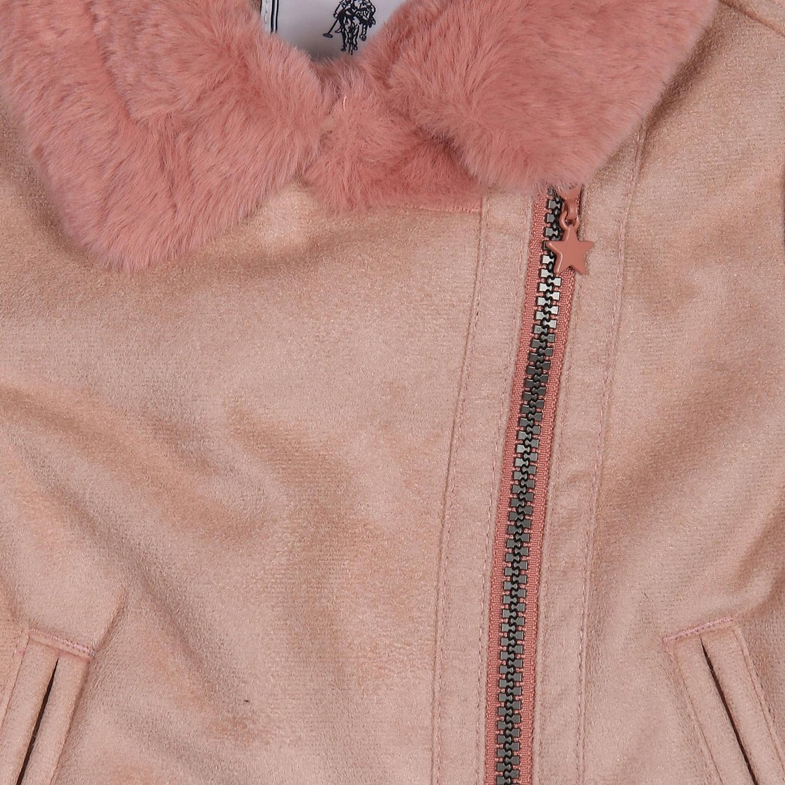 U.S. POLO ASSN. KIDS Girls Solid Faux Fur Collar Casual Jacket