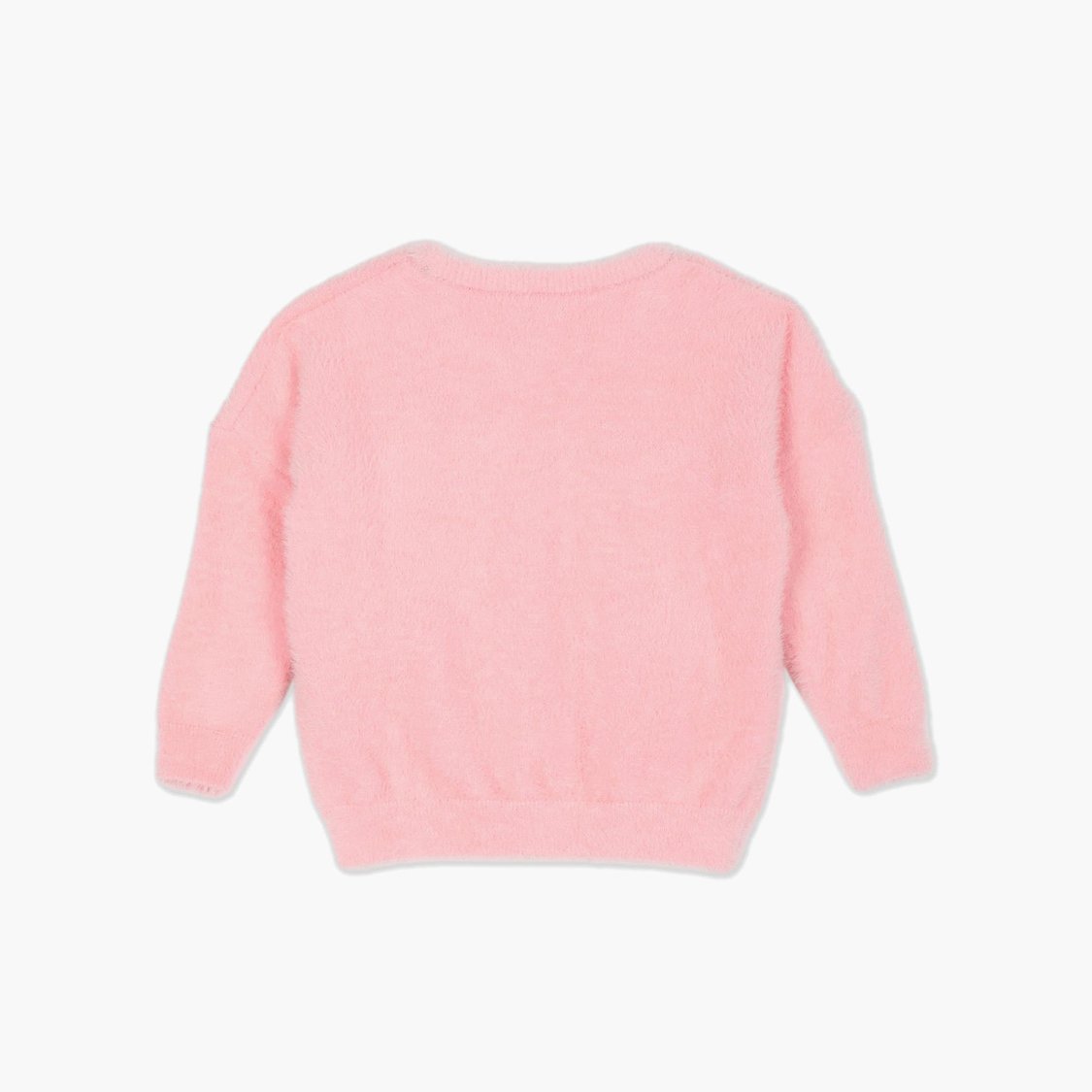 U.S. POLO ASSN. Kids Girls Brand Print Fuzzy Sweater