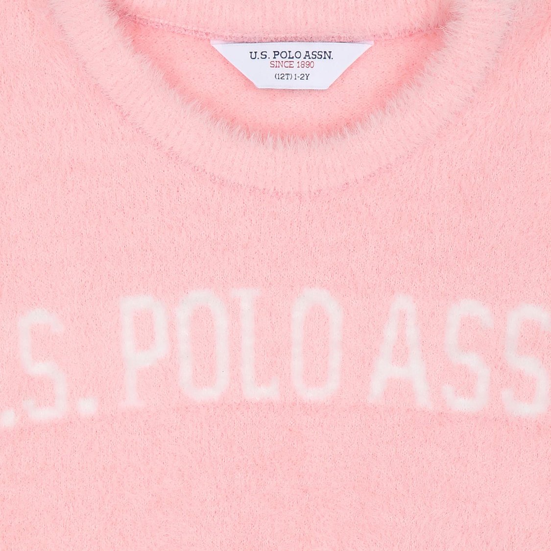 U.S. POLO ASSN. Kids Girls Brand Print Fuzzy Sweater