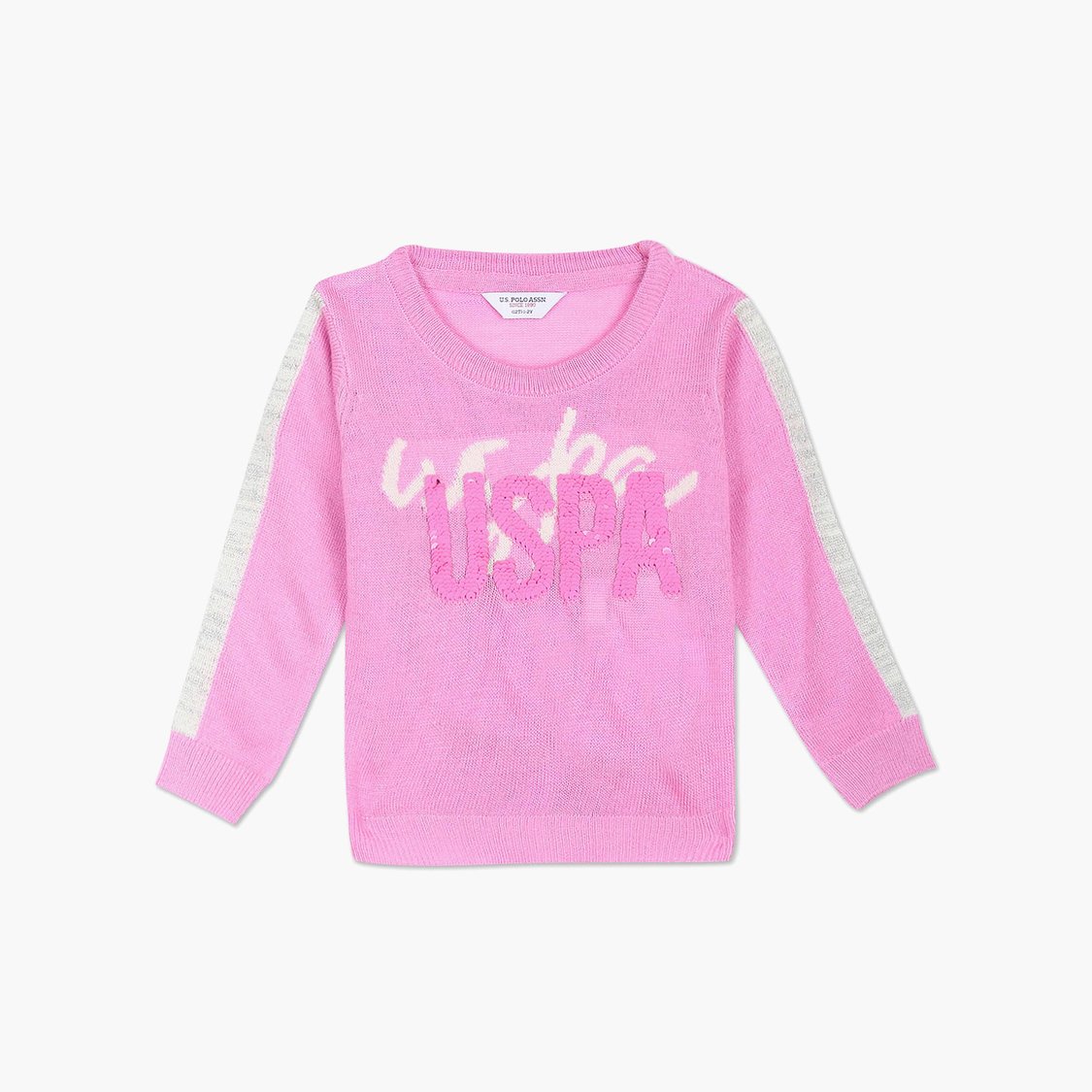 U.S. POLO ASSN. KIDS Girls Sequin Embellished Sweater