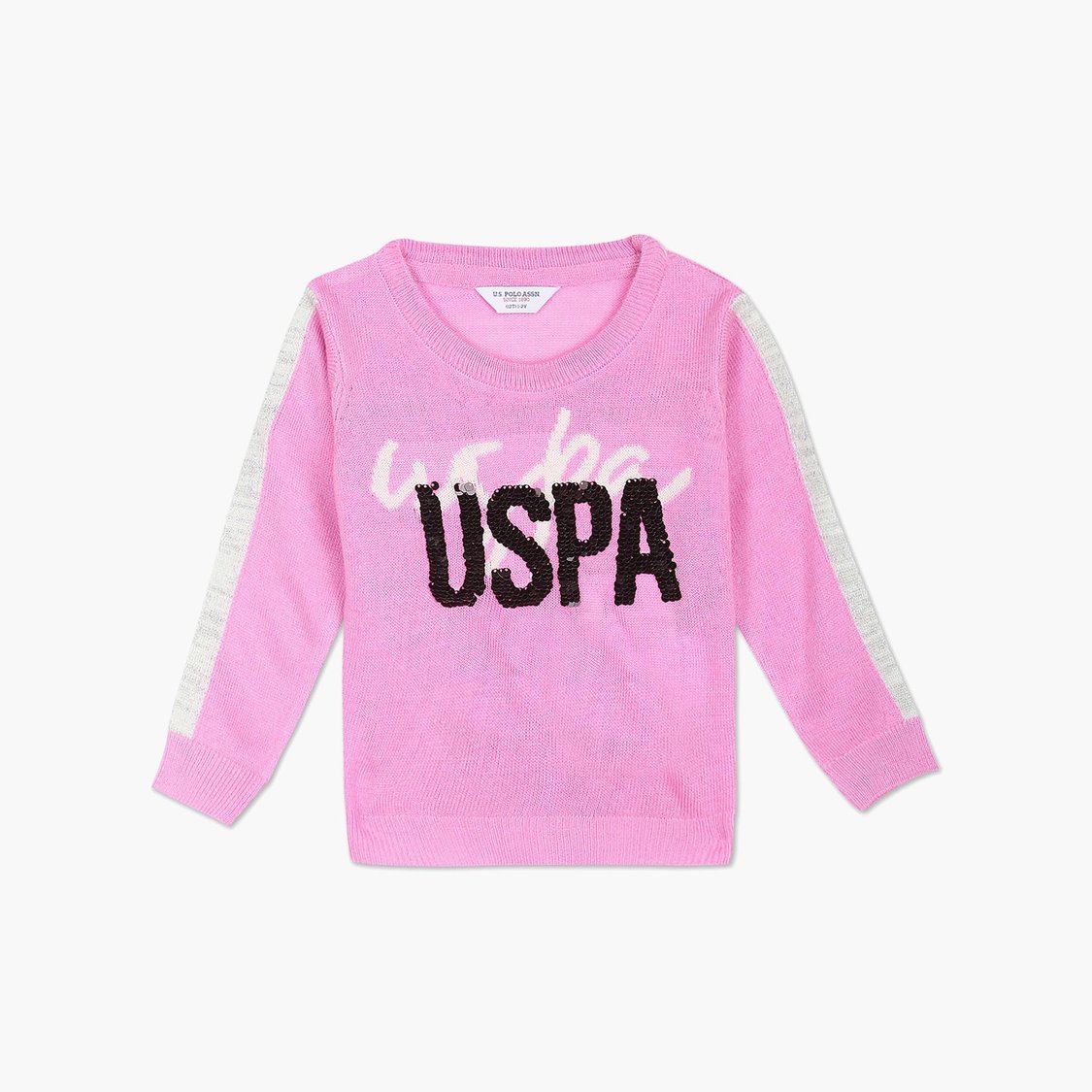 U.S. POLO ASSN. KIDS Girls Sequin Embellished Sweater