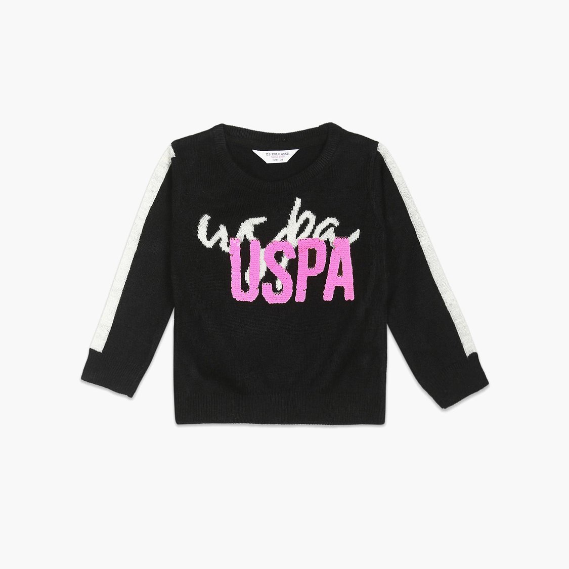 U.S. POLO ASSN. KIDS Girls Patterned Knit Sweater