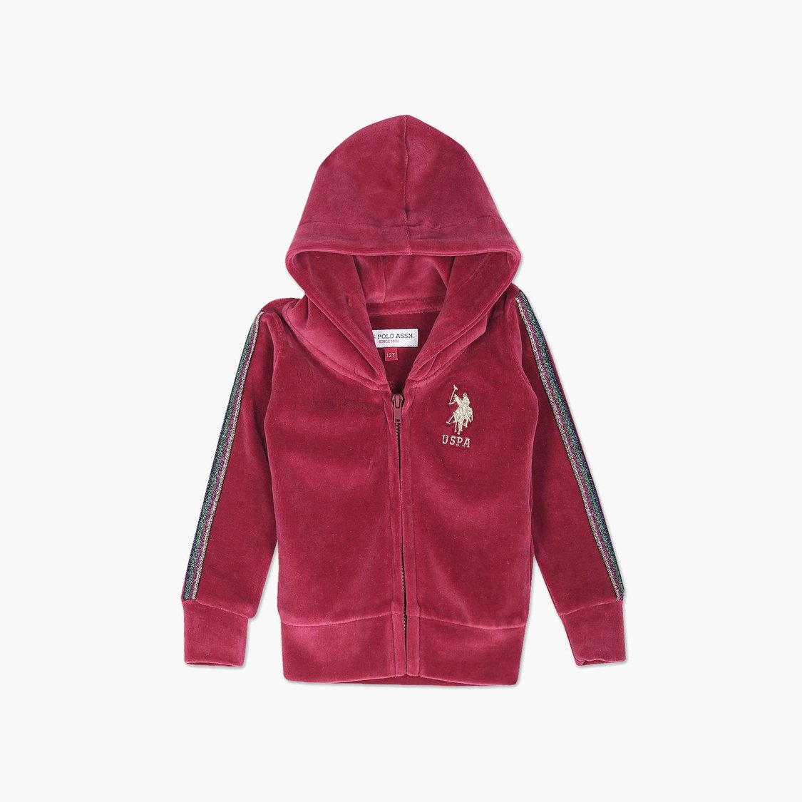 U.S. POLO ASSN. KIDS Girls Solid Hooded Sweatshirt
