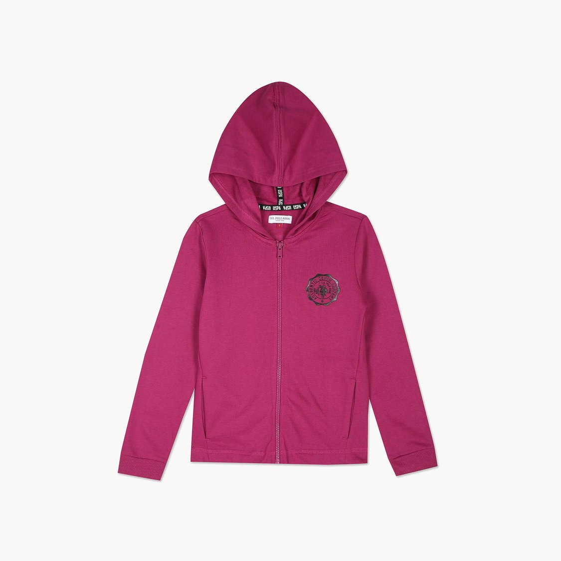 U.S. POLO ASSN. KIDS Girls Solid Hooded Sweatshirt