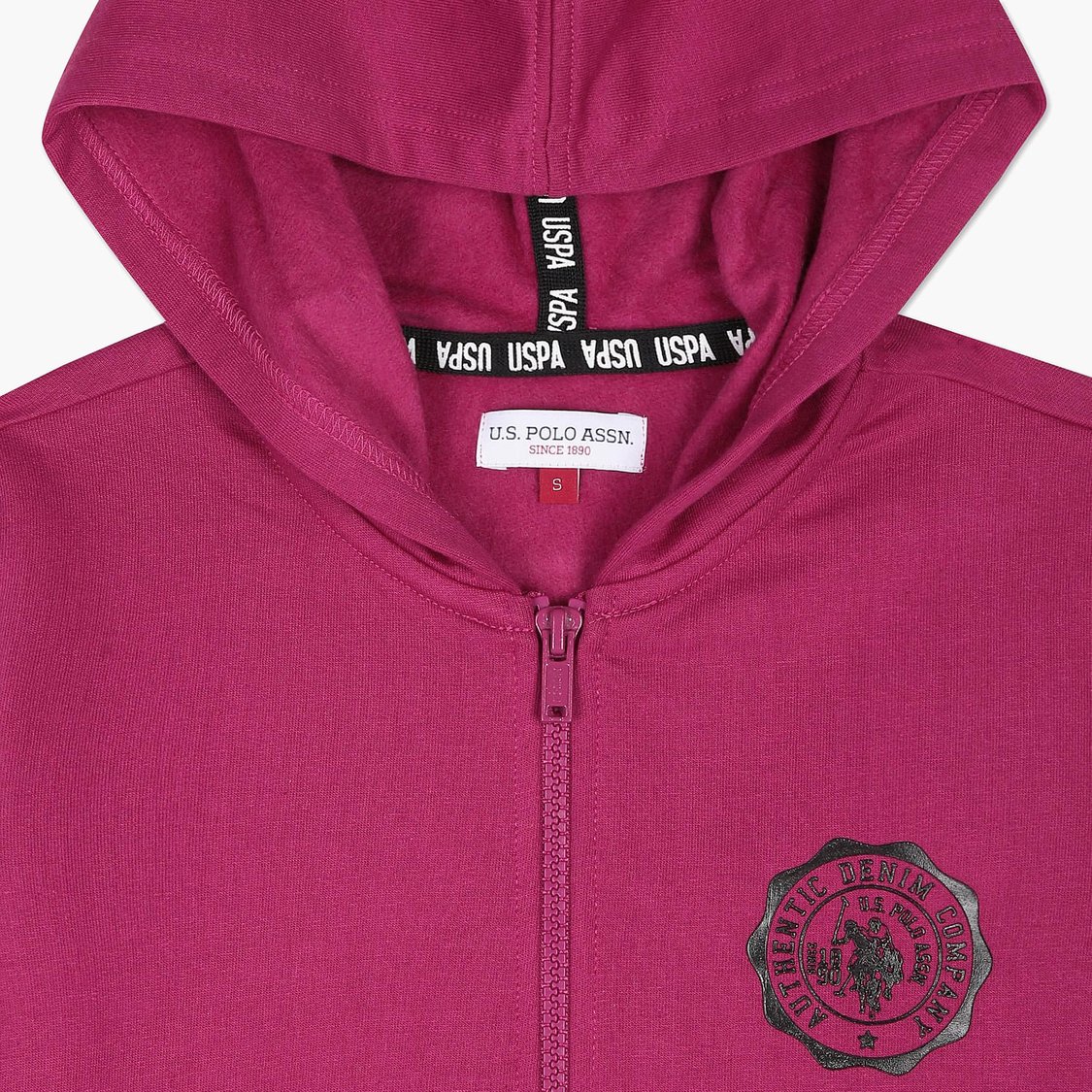 U.S. POLO ASSN. KIDS Girls Solid Hooded Sweatshirt