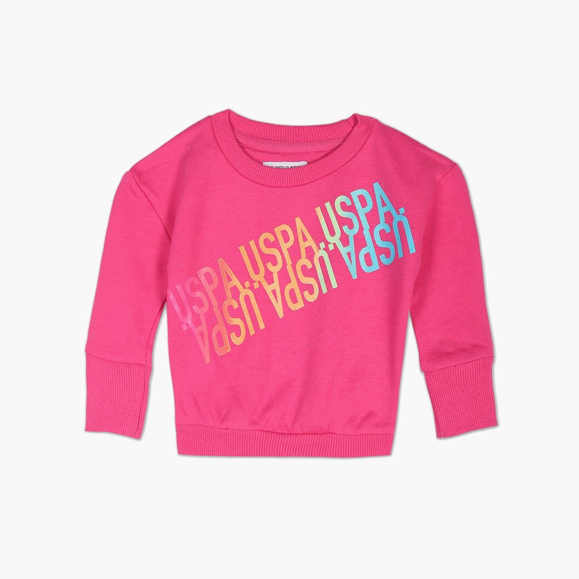 U.S. POLO ASSN. KIDS Girls Brand Print Sweatshirt