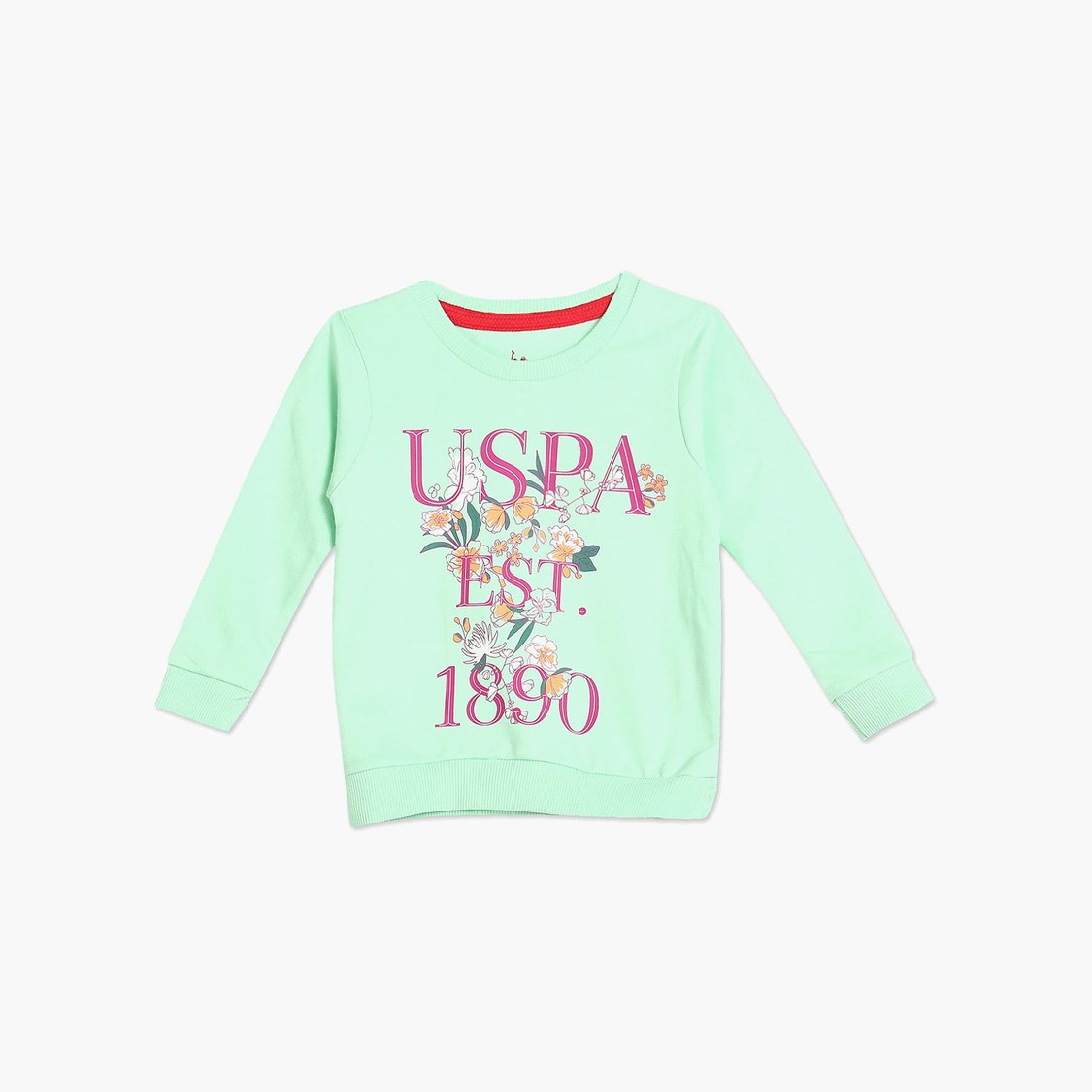 U.S. POLO ASSN. KIDS Girls Printed Crew Neck Sweatshirt