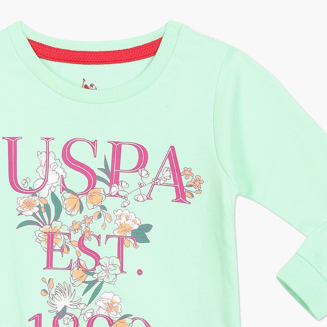 U.S. POLO ASSN. KIDS Girls Printed Crew Neck Sweatshirt