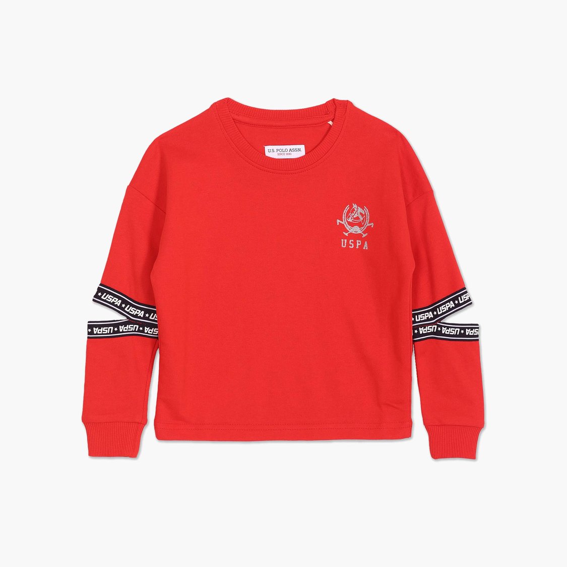 U.S. POLO ASSN. KIDS Girls Cut-Out Sleeve Sweatshirt