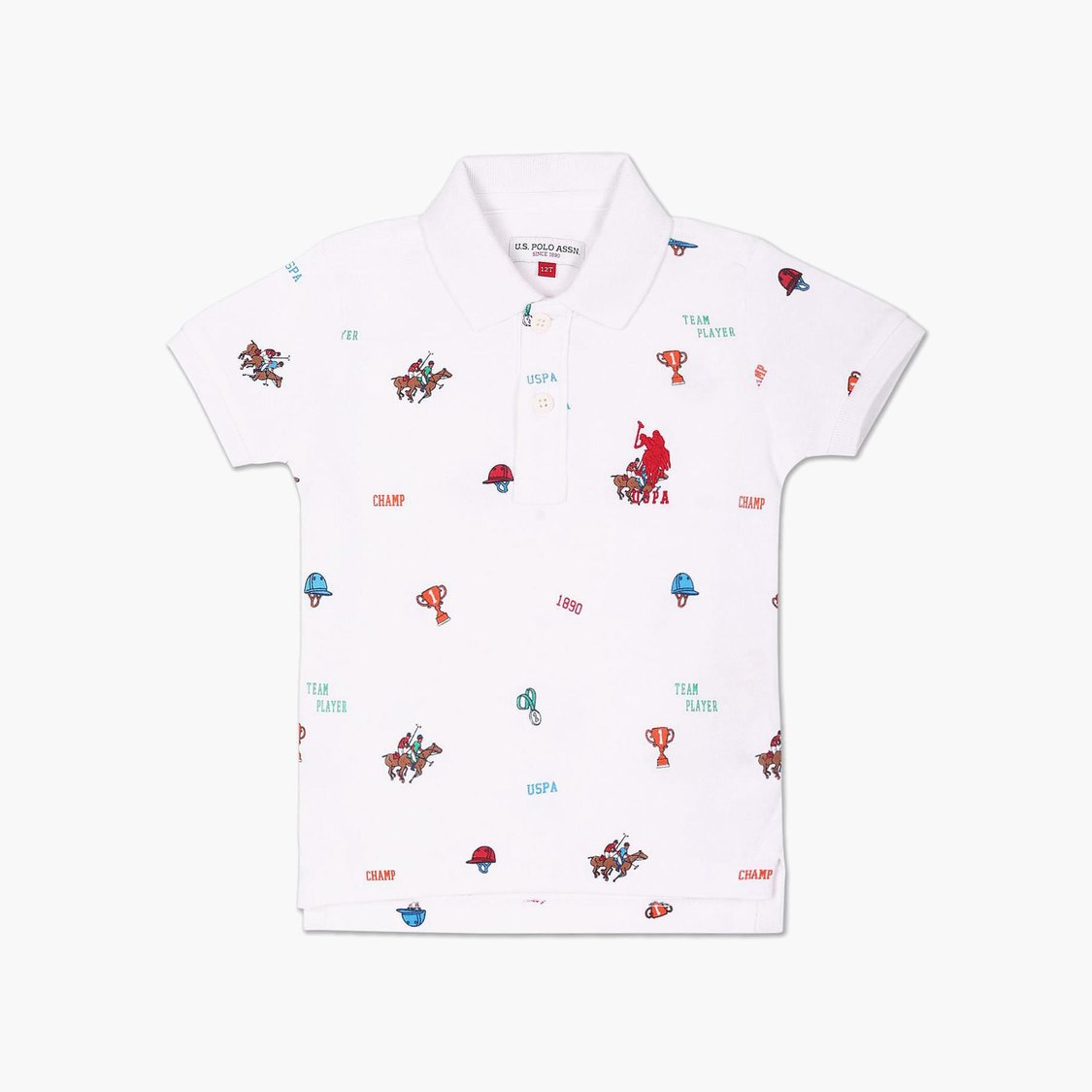 U.S. POLO ASSN. KIDS Boys Printed Regular Fit Polo T-shirt