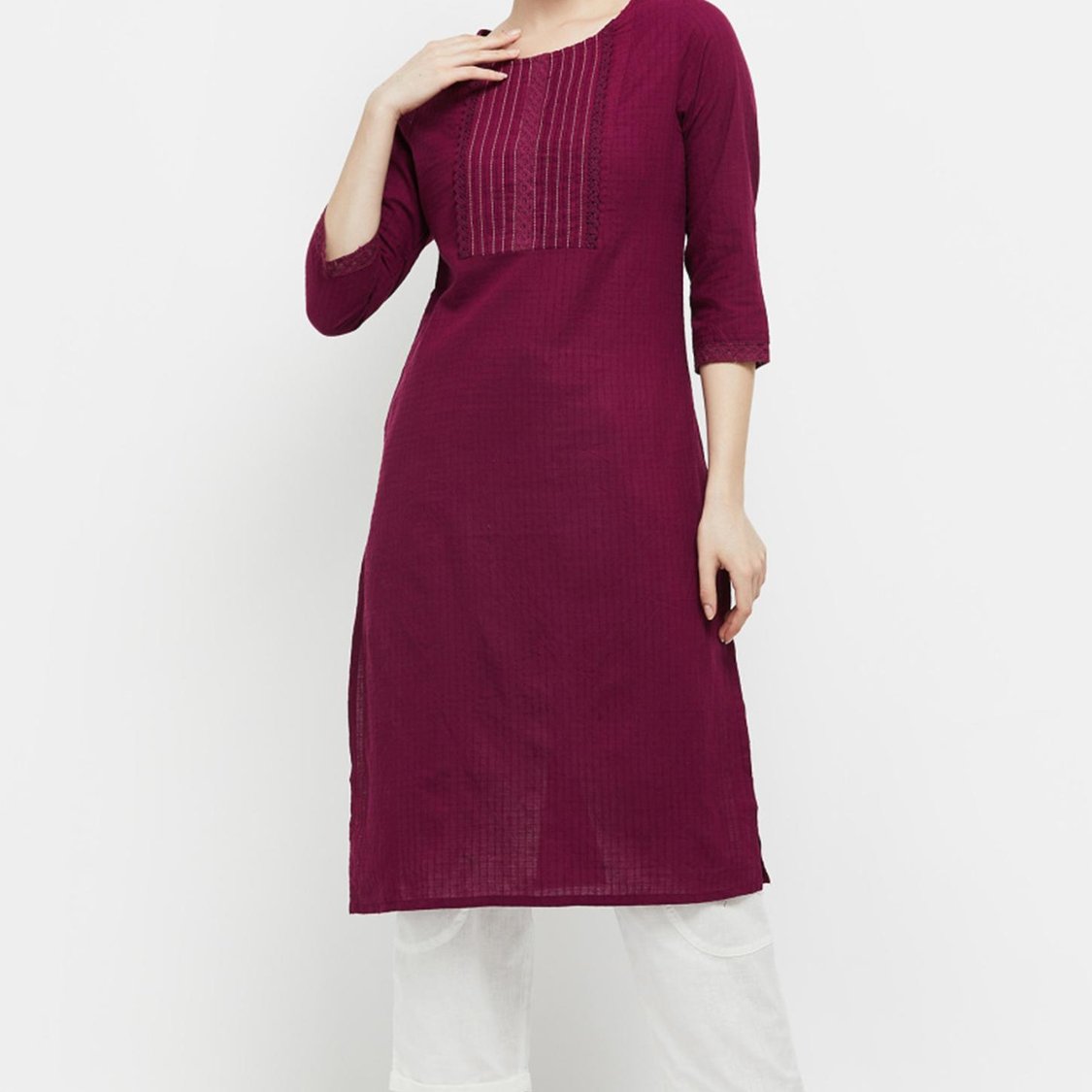 Women Checked Straight Kurta