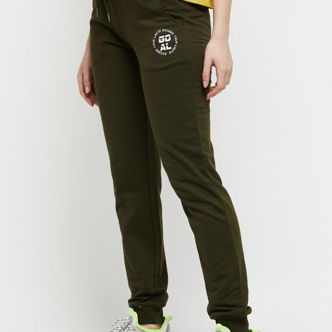 Women Typographic Print Drawstring Waist Joggers