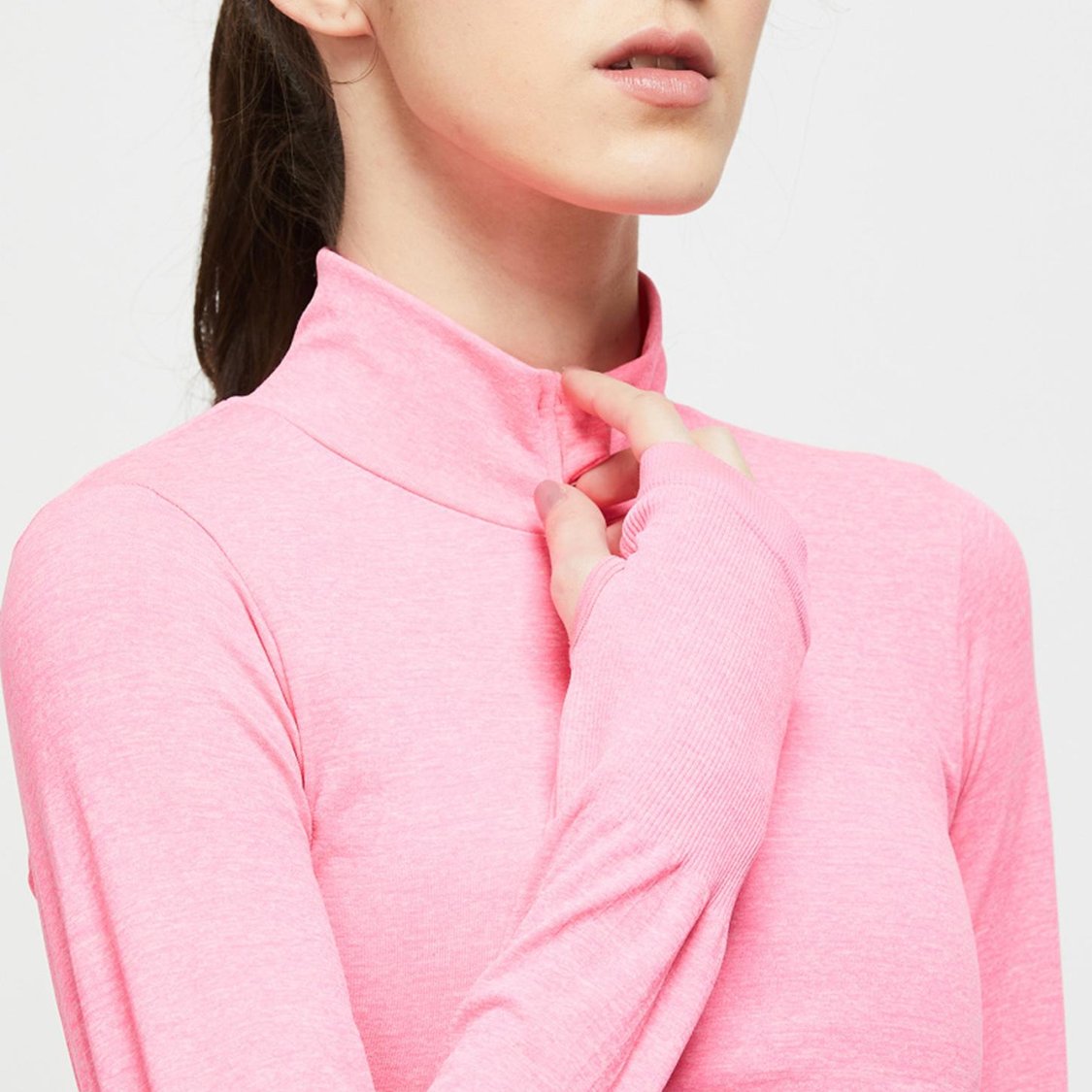 Women Solid Full Sleeves High Neck Crop Top