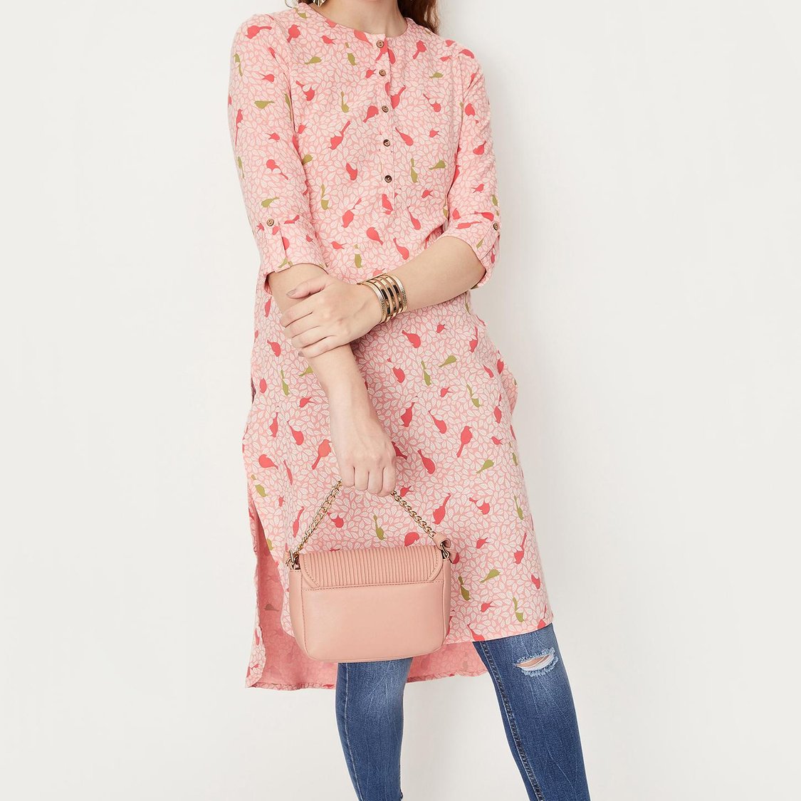 Women Printed High-Low Hem Kurta