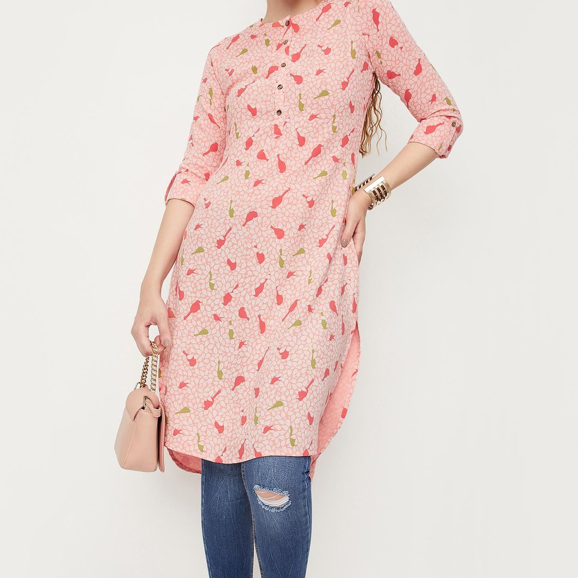 Women Printed High-Low Hem Kurta
