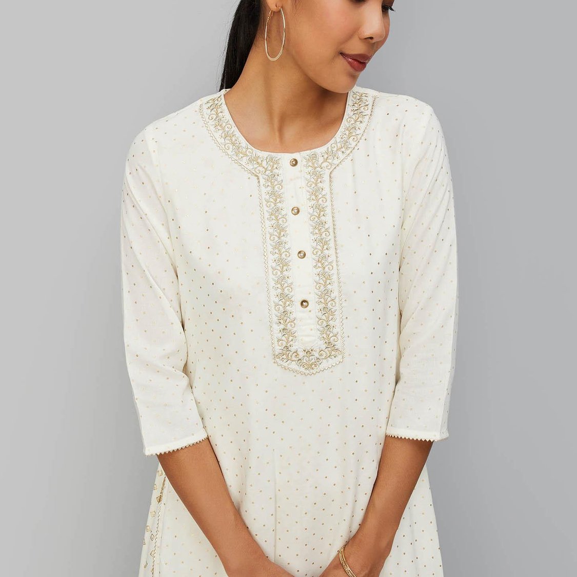 Women Foil Printed Layered Kurta