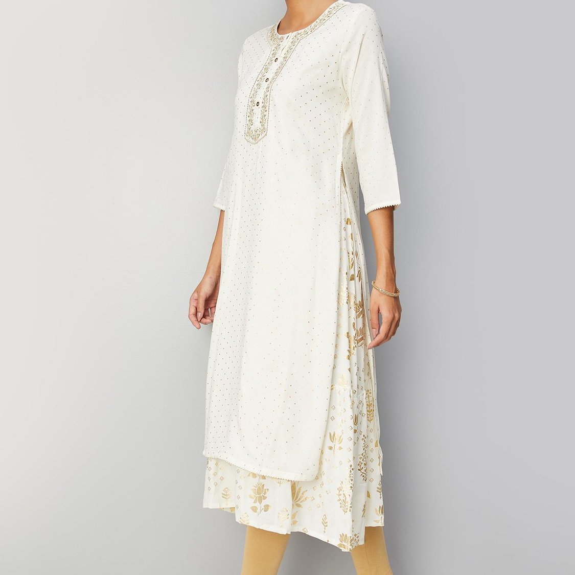 Women Foil Printed Layered Kurta