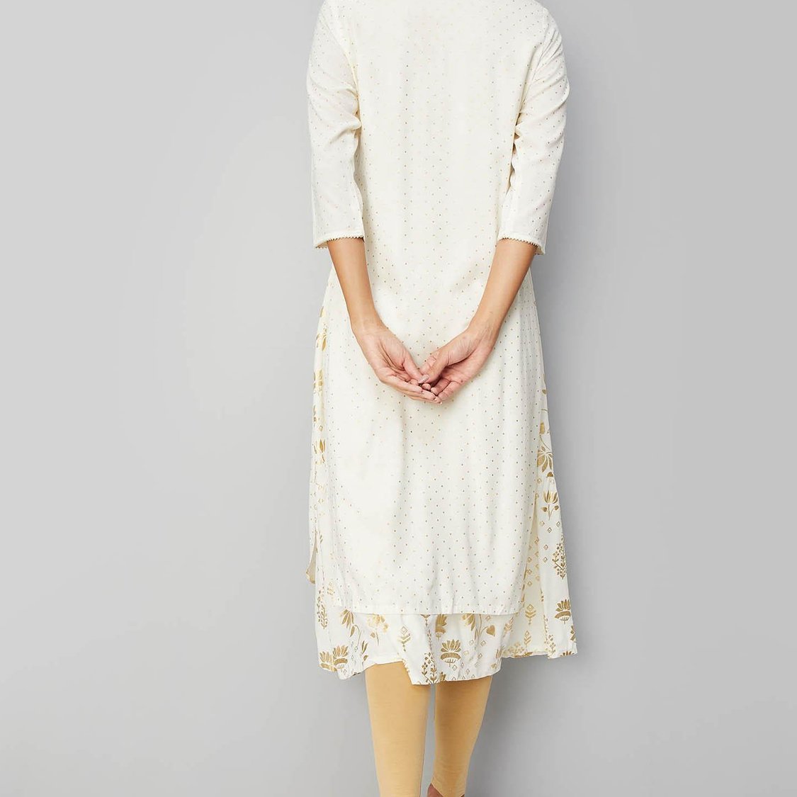 Women Foil Printed Layered Kurta