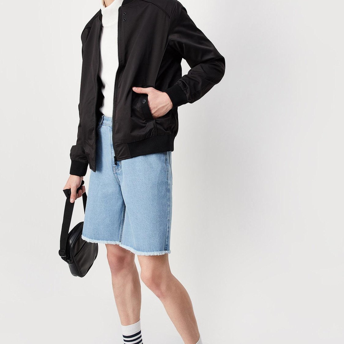 Men Solid Bomber Jacket