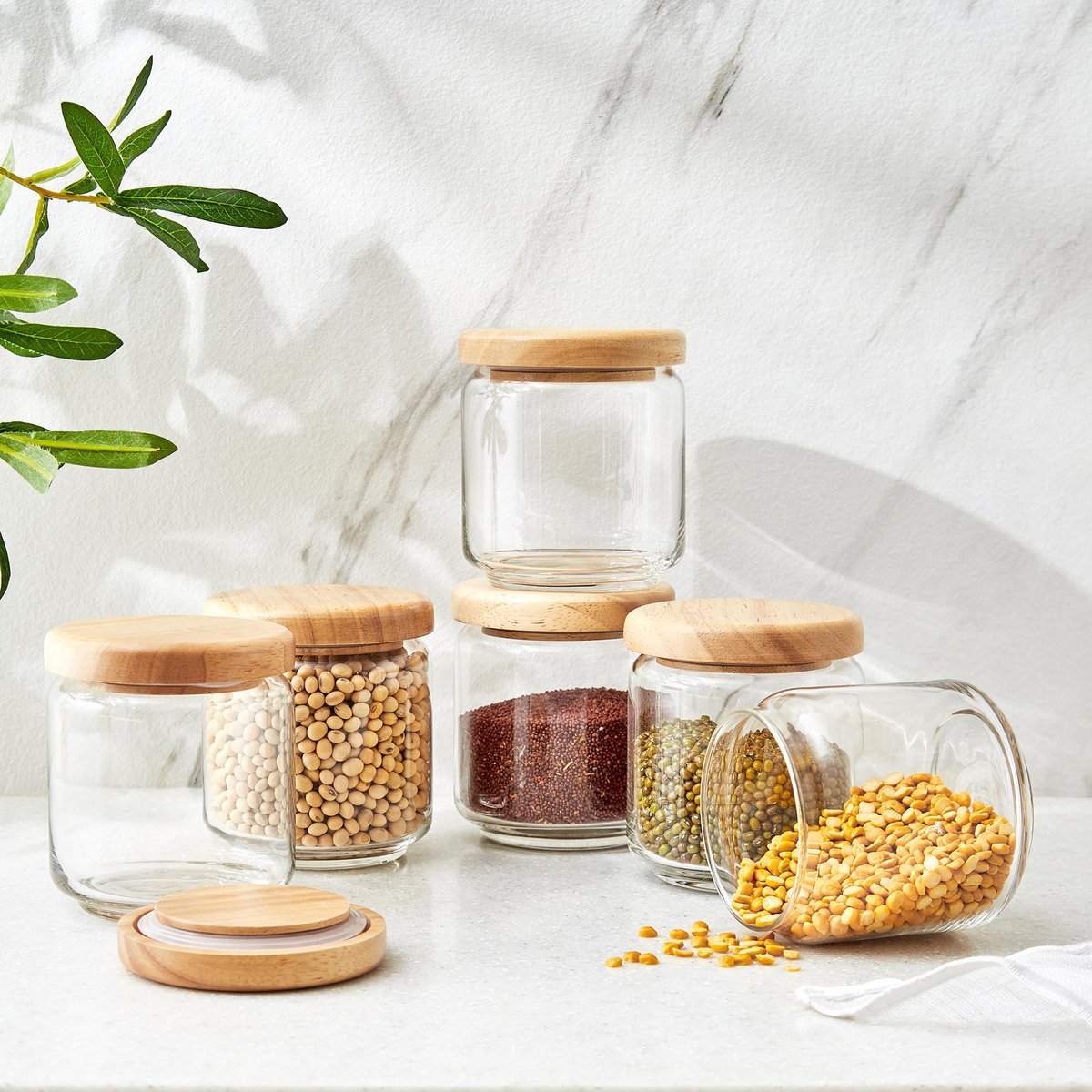 OCEAN Set of Glass Storage Jars 500ml