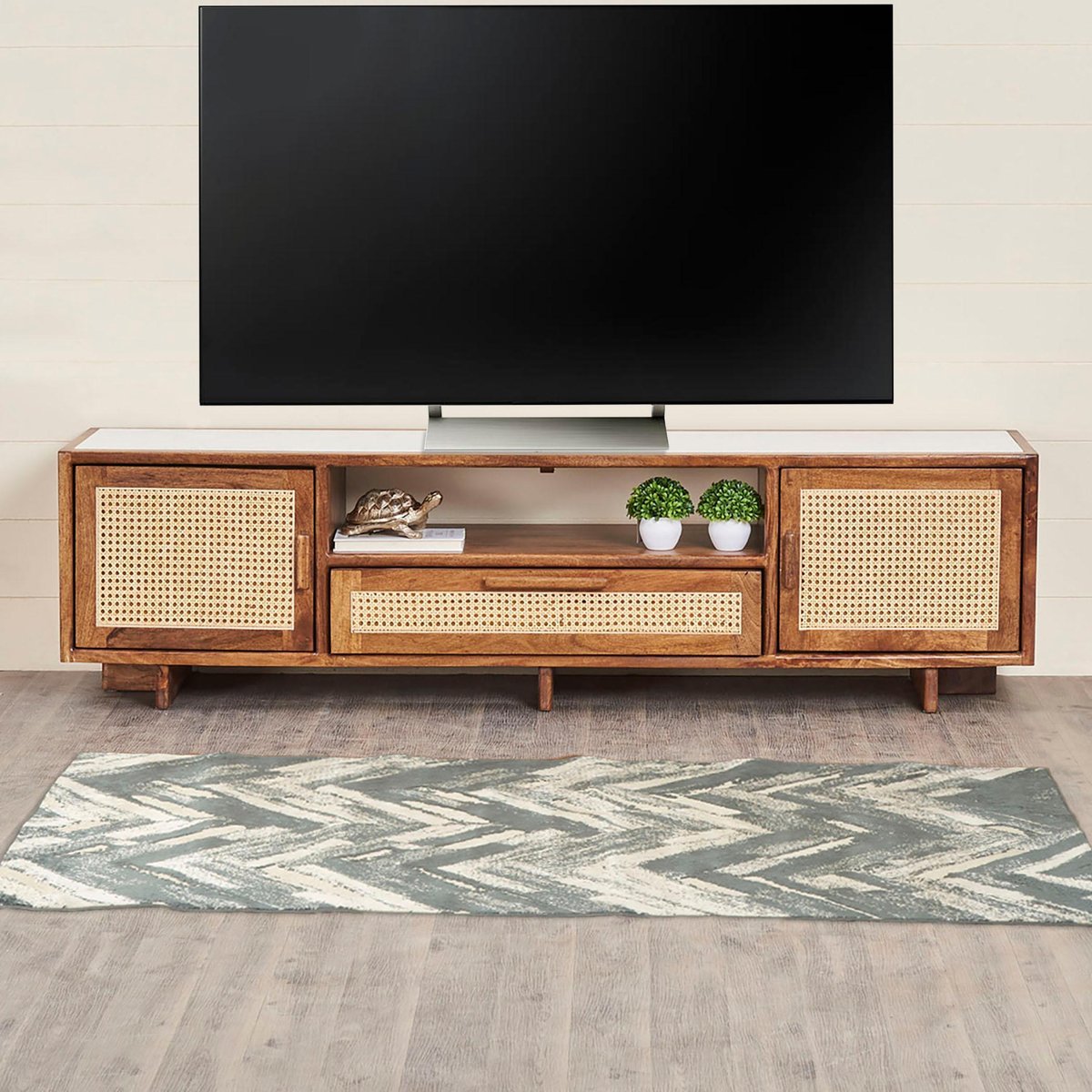 Buy Cane Connection Mango Wood TV Unit Brown from Home Centre at just INR 76663.0