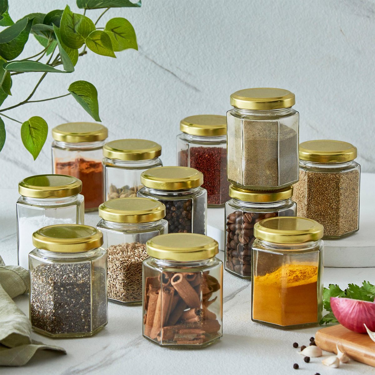 Buy Corsica Essentials Set of 12 Glass Spice Jars 150ml from