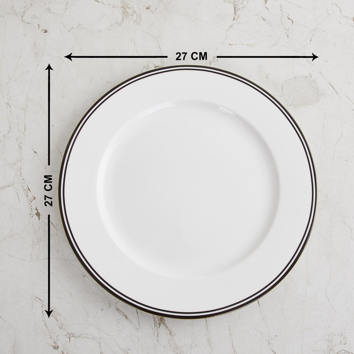 Buy Andrey Bone China Rimmed Dinner Plate 27cm from Home Centre