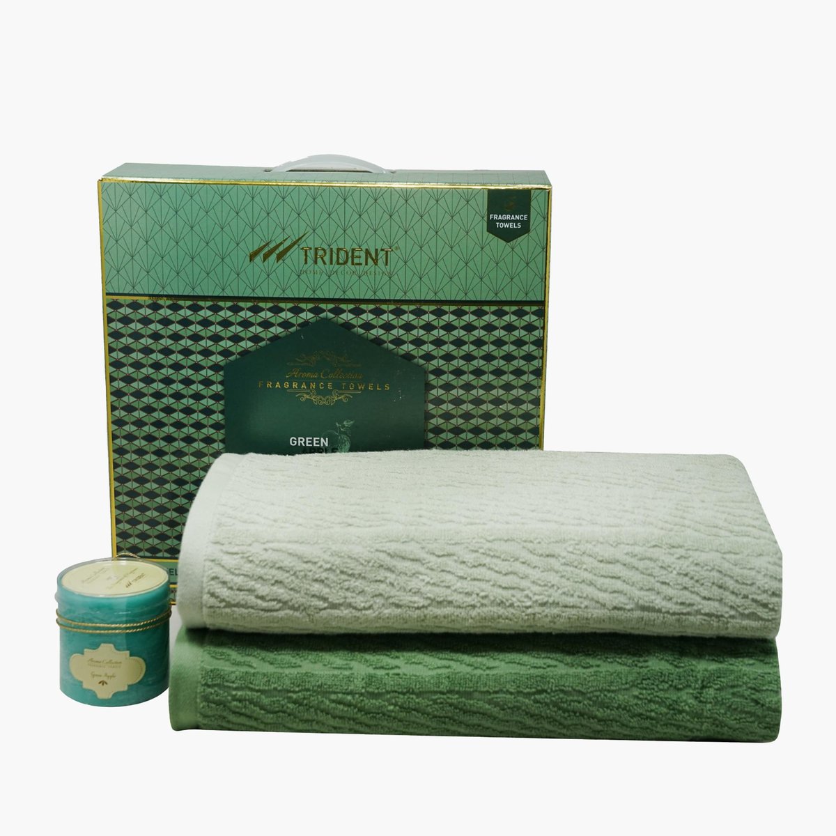 TRIDENT Aroma Green Textured Fragrance Bath Towel 75x150cm Set Of 2