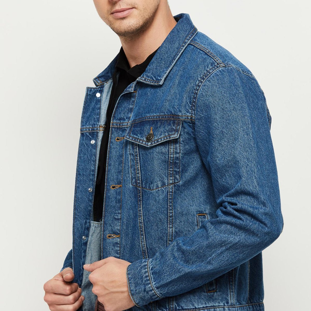 Buy Men Solid Denim Jacket Online at just Rs. 1899.0
