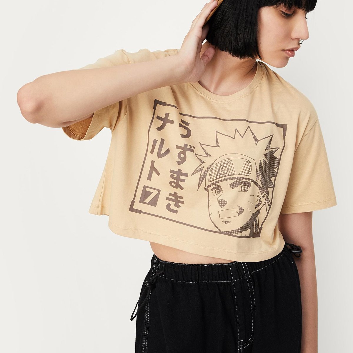 Buy Women Naruto Printed Cropped T shirt Online at just Rs. 499.0 1000012893473 Max Fashion