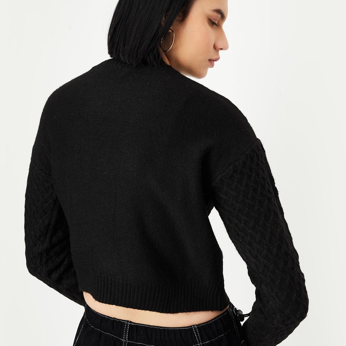 Buy Women Cable Knit Cropped Sweater Online at just Rs. 999.0
