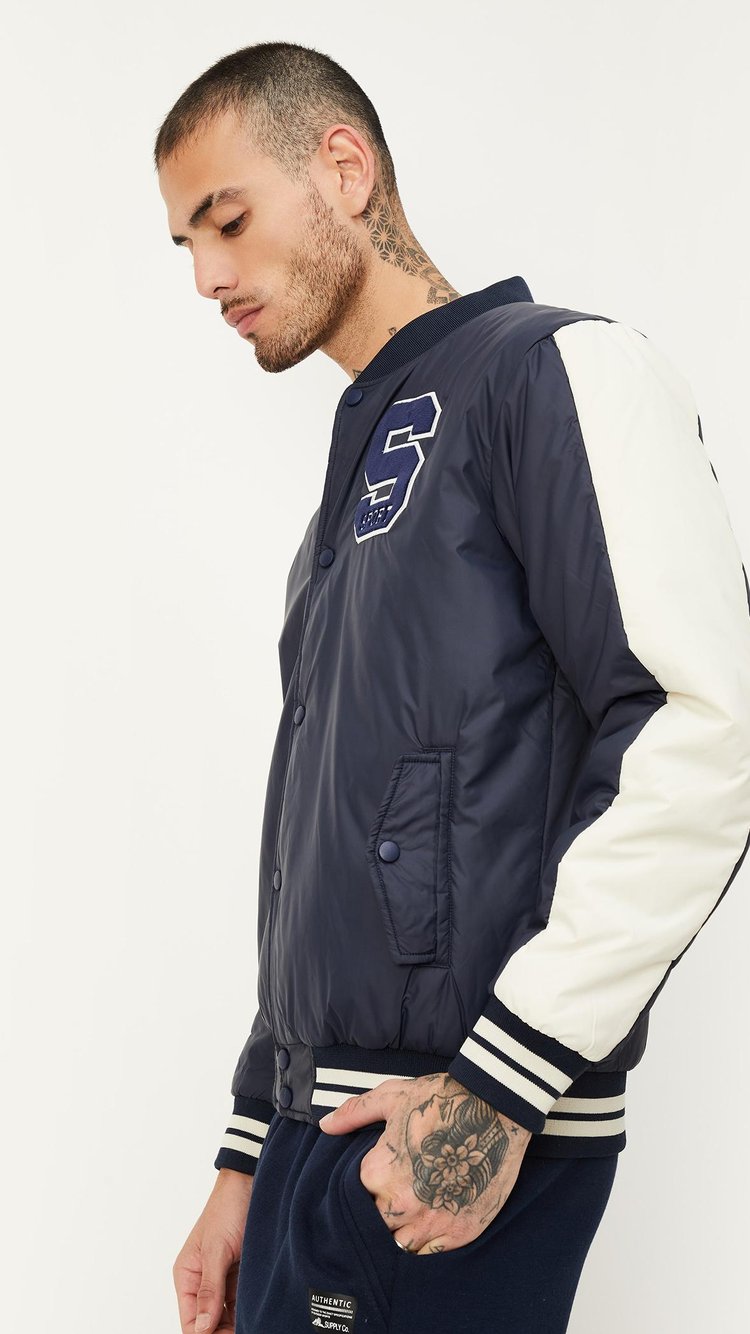 ジャケット・アウター WIND AND SEA BEYOUTH Varsity Jacket Navy Varsity Jacket - Warbedon Fashion