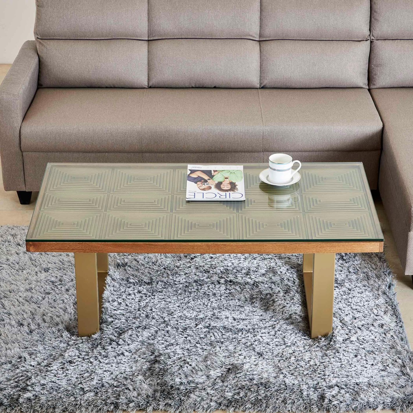 Buy Varna Glass Top Coffee Table Brown from Home Centre at just