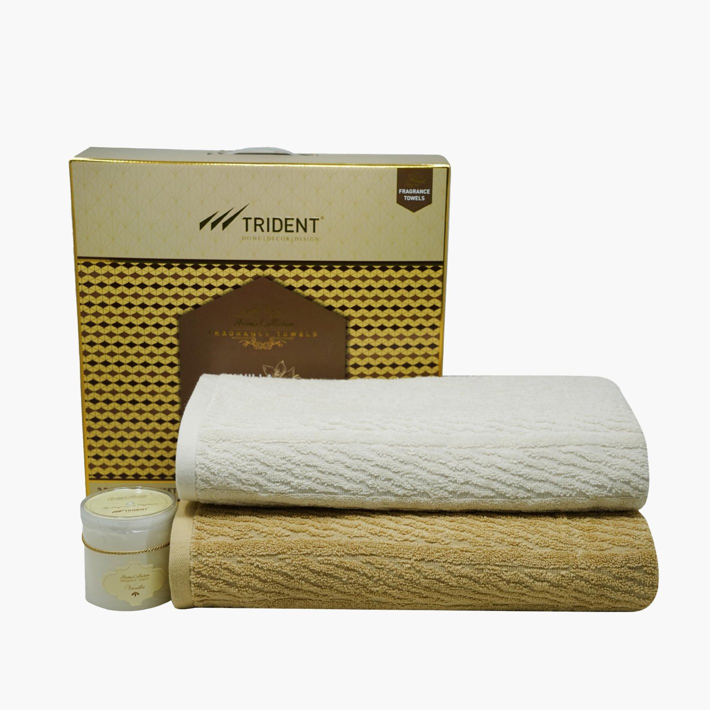 Buy TRIDENT Aroma Multicolour Textured Cotton Vanilla Fragrance Bath Towel 75x150cm Set Of 2 from Trident at just INR 2499.0