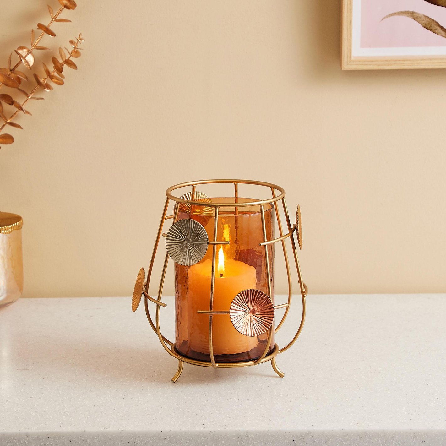 ＊Tsaikka 24Karaatti＊Candle holder Buy Splendid Dastkari Glass Hurricane Candle Holder with Metal