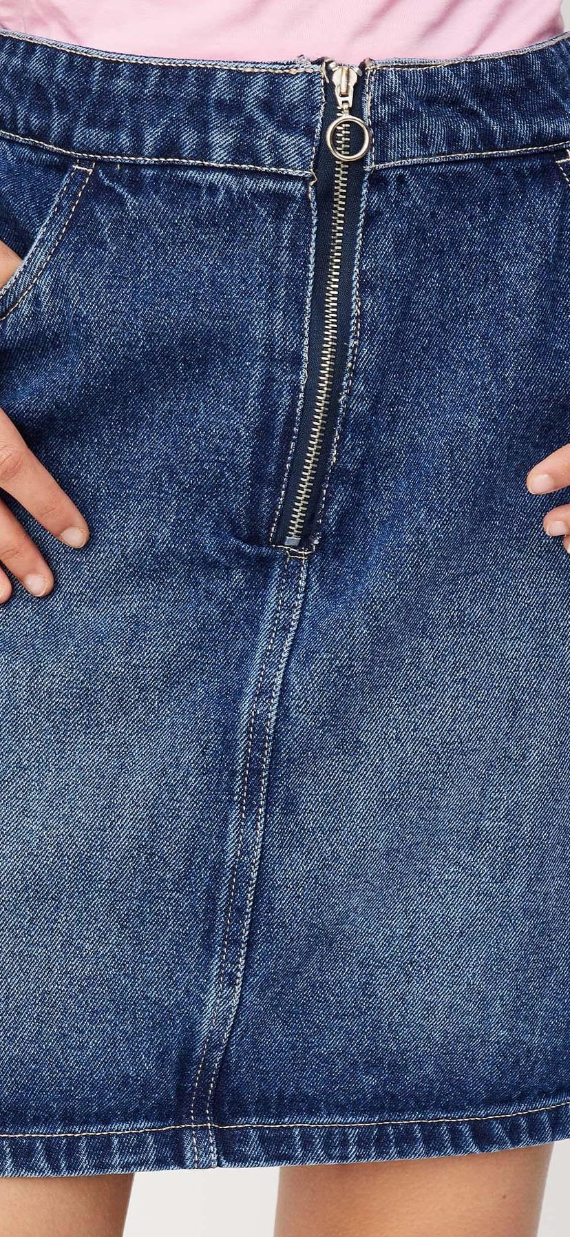 Buy Girls Zipper A-line Denim Skirt Online at just Rs. 549.0