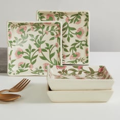 Corsica Set of 4 Stoneware Platters - 12.5x12.5cm | Green | Stoneware