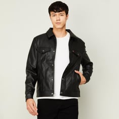 LEVI'S Men Solid Full Sleeves Zip Closure Biker Jacket