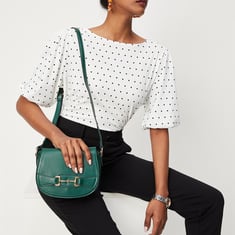 Women Polka Dot Balloon Sleeves Top