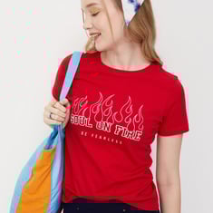 Women Round Neck Graphic T-shirt