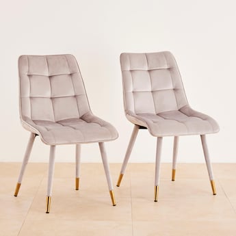 Bianca Set of 2 Velvet Dining Chairs - Grey