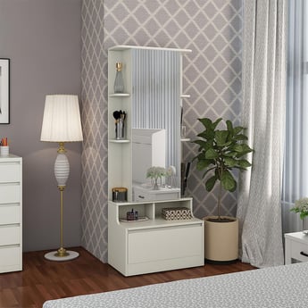 Helios Reynan Altius Dresser Mirror with Drawer - White