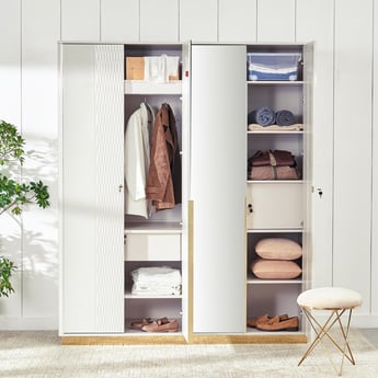 Vegas 4-Door Wardrobe with Mirror and Drawers - Grey